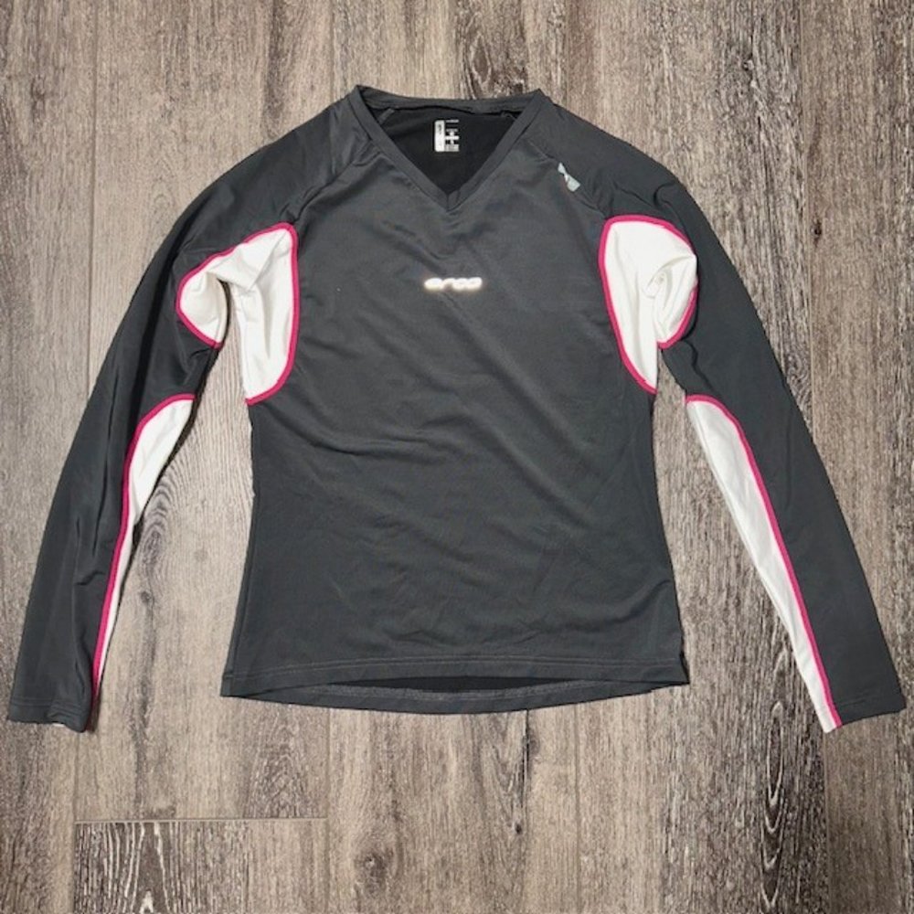 ORCA Women's Distance Shirt TOP Long Sleeve Shirt Gray White Size Small S (10)